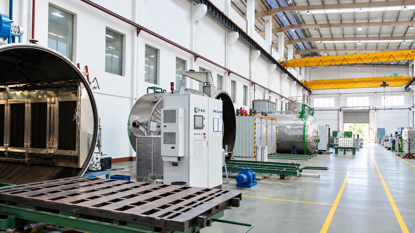 Manufacturing workshop with transformer production equipment