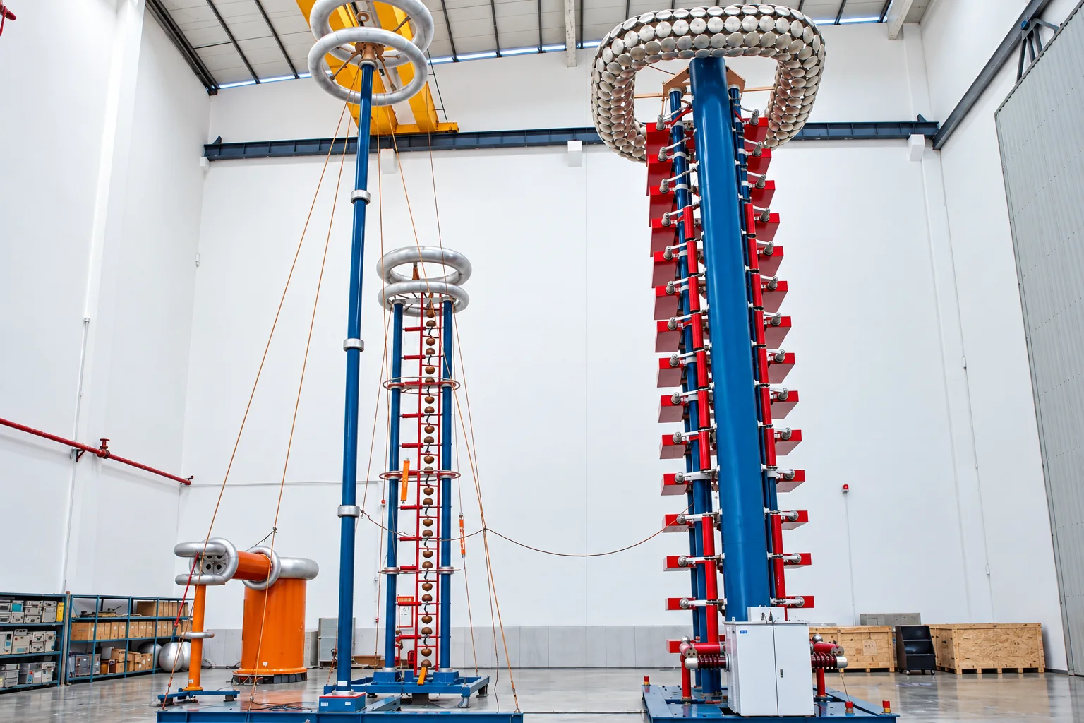 Electrical high-voltage testing equipment in a factory laboratory