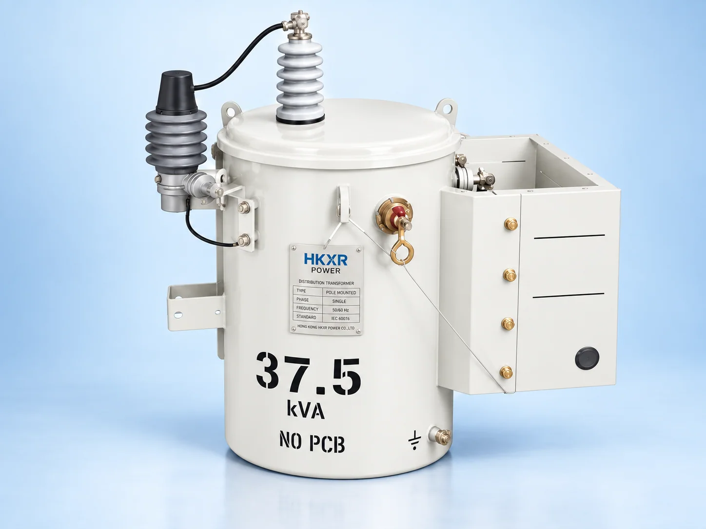 Single-phase pole-mounted distribution transformer
